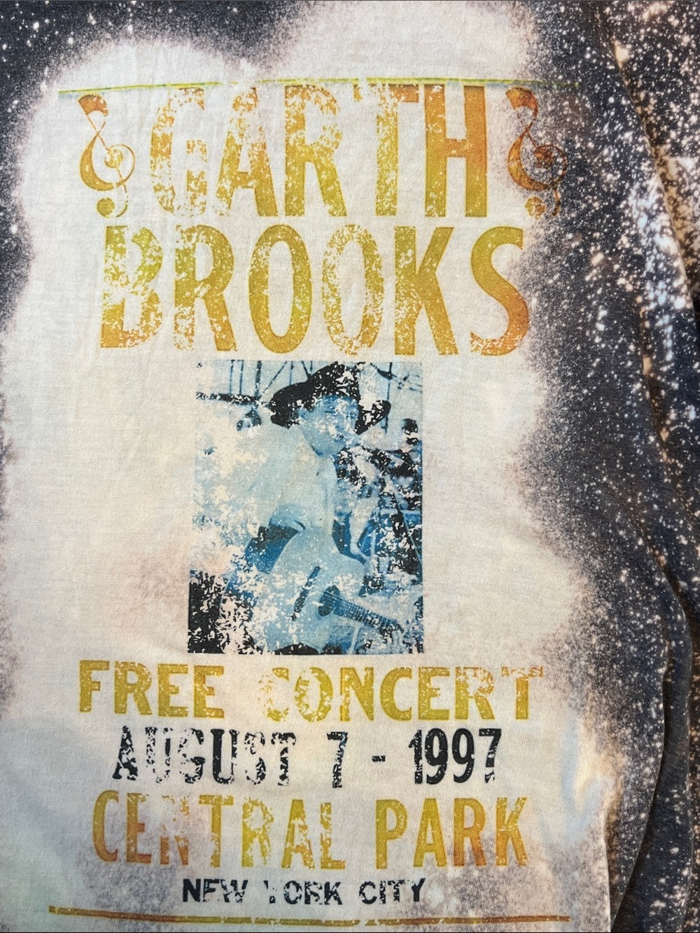 Vintage Garth Brooks Shirt Mens XL Tan Tie Die Central Park Aug 7 1997 Concert